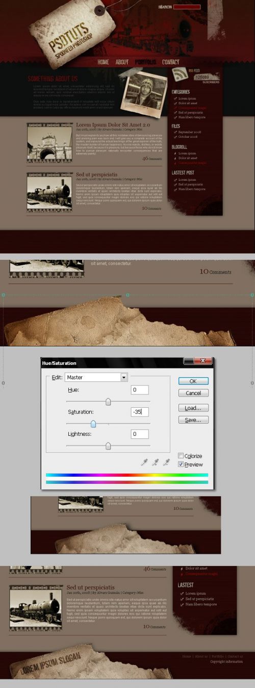 آموزش طراحی وبسایت به سبک گرانج در فتوشاپ